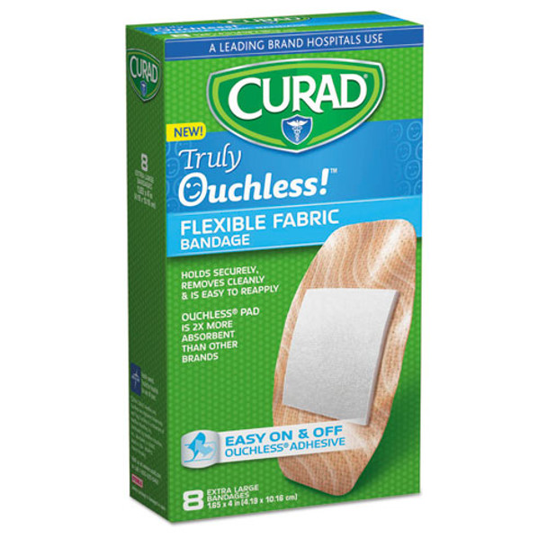 Ouchless Flex Fabric Bandages, 1.65 X 4, 8/box