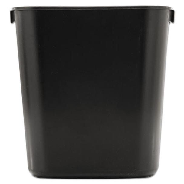 Deskside Plastic Wastebasket, Rectangular, 3.5 Gal, Black