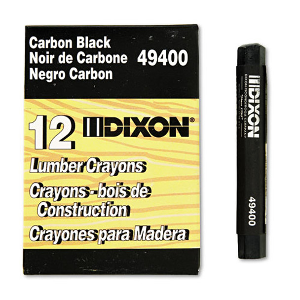 Lumber Crayons, 4 1/2 X 1/2, Carbon Black, Dozen