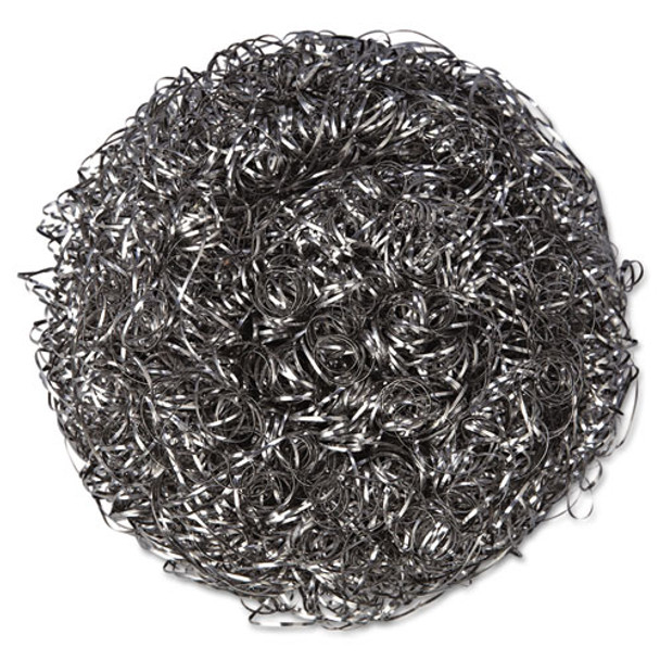 Stainless Steel Scrubbers, Large, Steel Gray, 12 Scrubbers/bag, 6 Bags/carton