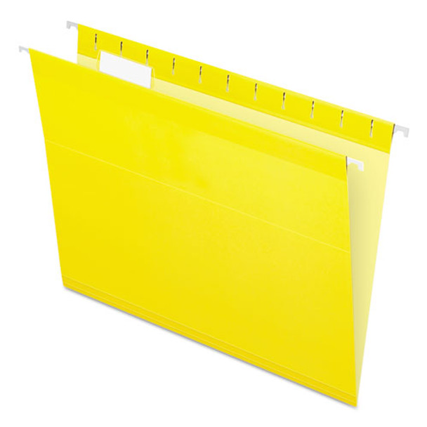 Colored Reinforced Hanging Folders, Letter Size, 1/5-cut Tab, Yellow, 25/box