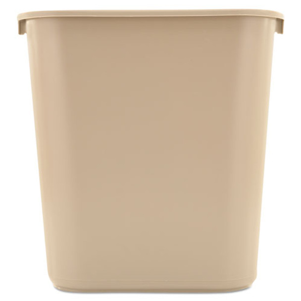 Deskside Plastic Wastebasket, Rectangular, 7 Gal, Beige