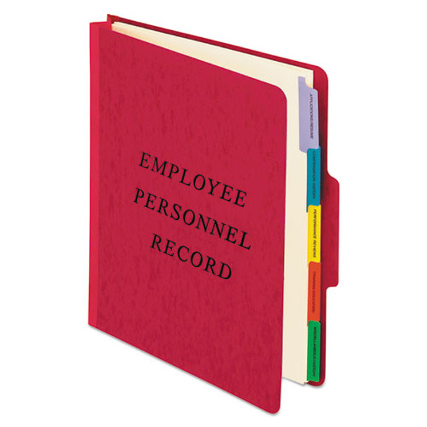 Vertical Style Personnel Folders, 1/3-cut Tabs, Center Position, Letter Size, Red