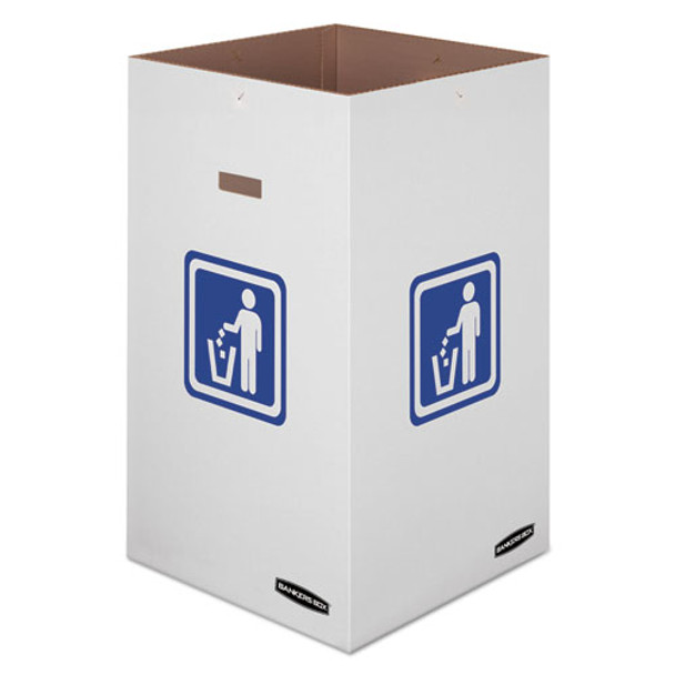 Waste And Recycling Bin, 42 Gal, White, 10/carton