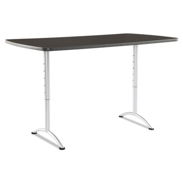 Arc Sit-to-stand Tables, Rectangular Top, 36w X 72d X 30-42h, Gray Walnut/silver