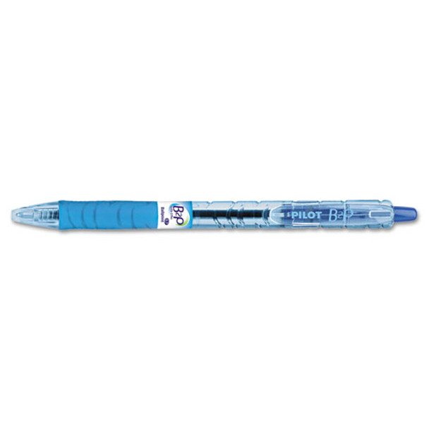 B2p Bottle-2-pen Retractable Ballpoint Pen, 0.7mm, Blue Ink, Translucent Blue Barrel, Dozen