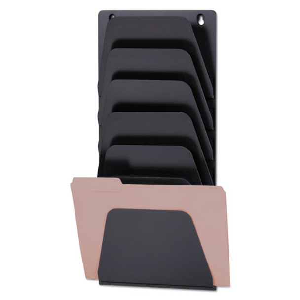 Wall File Holder, 7 Sections, Legal/letter, Black