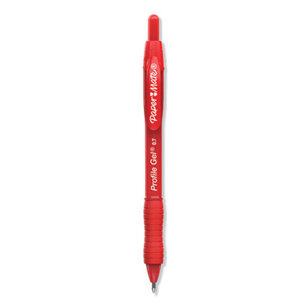 Profile Retractable Gel Pen, Medium 0.7 Mm, Red Ink, Translucent Red Barrel, Dozen