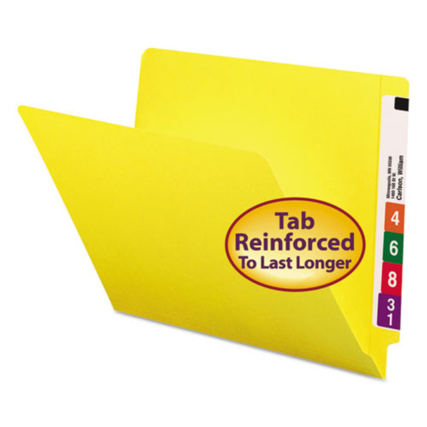 Reinforced End Tab Colored Folders, Straight Tab, Letter Size, Yellow, 100/box