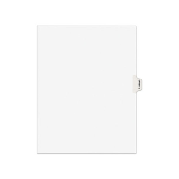 Avery-style Preprinted Legal Side Tab Divider, Exhibit E, Letter, White, 25/pack