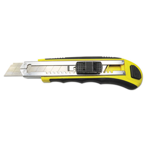 Rubber-gripped Retractable Snap Blade Knife, Straight-edged, Black/yellow