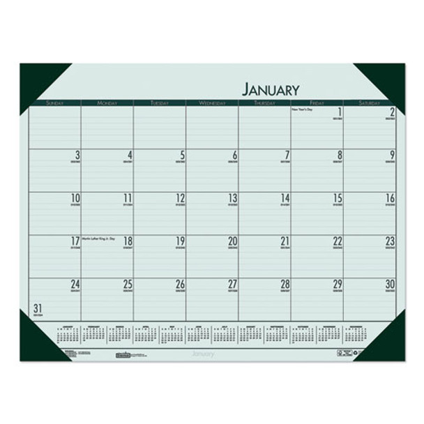 Recycled Ecotones Woodland Green Monthly Desk Pad Calendar, 22 X 17, 2021