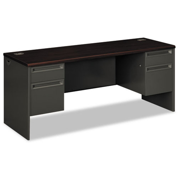 38000 Series Kneespace Credenza, 72w X 24d X 29.5h, Mahogany/charcoal