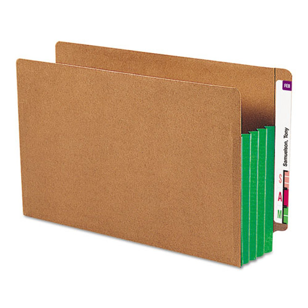 Redrope Drop-front End Tab File Pockets W/ Fully Lined Colored Gussets, 3.5" Expansion, Legal Size, Redrope/green, 10/box