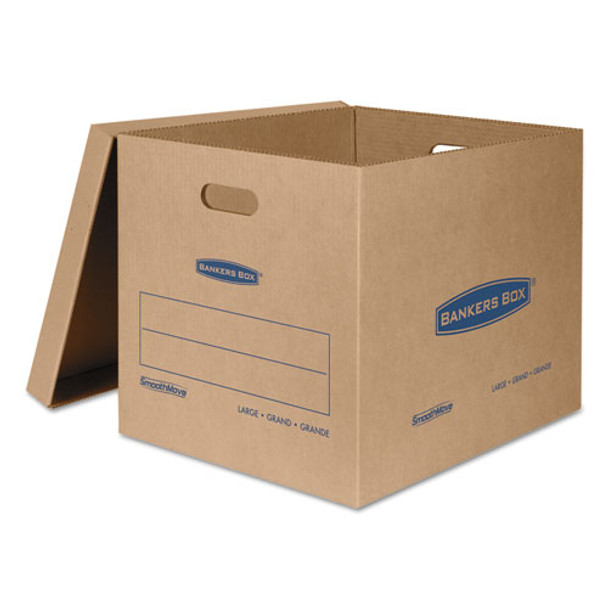 Smoothmove Classic Moving & Storage Boxes, Large, Half Slotted Container (hsc), 21" X 17" X 17", Brown Kraft/blue, 5/carton