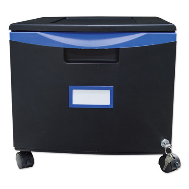 Single-drawer Mobile Filing Cabinet, 14.75w X 18.25d X 12.75h, Black/blue