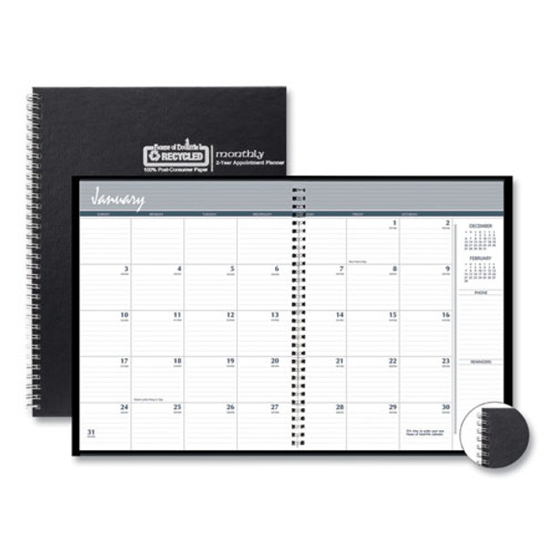 Two-year Monthly Hard Cover Planner, 11 X 8.5, Black, 2021-2022
