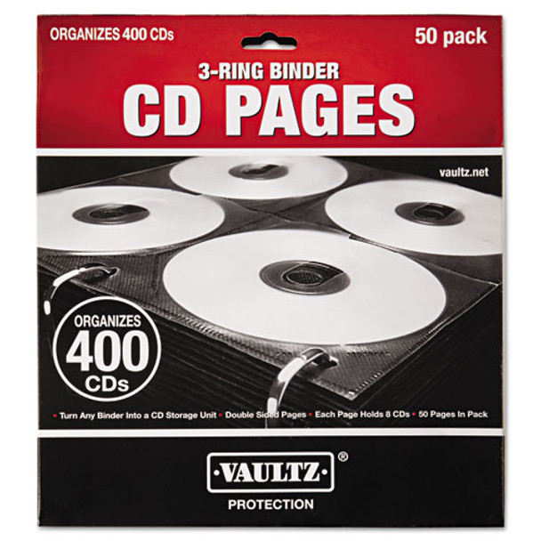 Two-sided Cd Refill Pages For Three-ring Binder, 50/pack