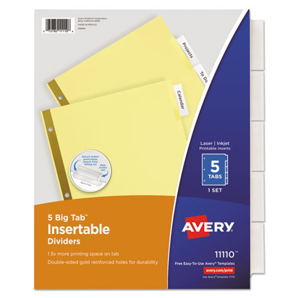 Insertable Big Tab Dividers, 5-tab, Letter - DAVE11110