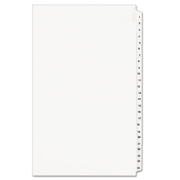 Preprinted Legal Exhibit Side Tab Index Dividers, Avery Style, 25-tab, 1 To 25, 14 X 8.5, White, 1 Set