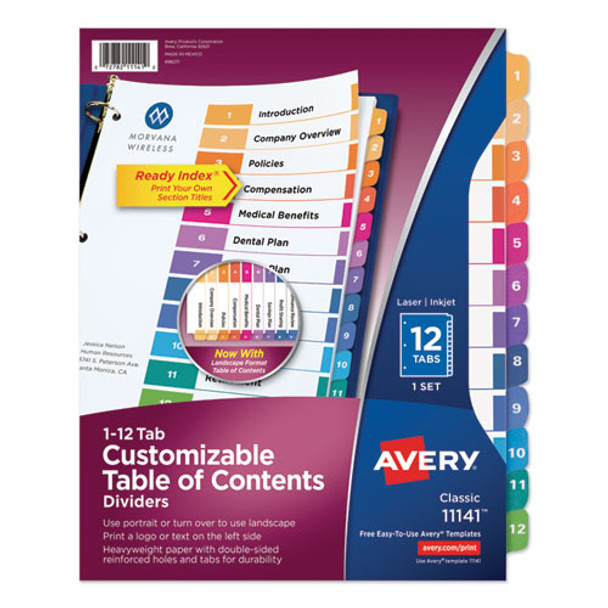 Customizable Toc Ready Index Multicolor Dividers, 12-tab, Letter - DAVE11141