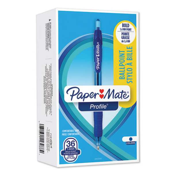 Profile Retractable Ballpoint Pen, Bold 1.4 Mm, Blue Ink/barrel, 36/pack