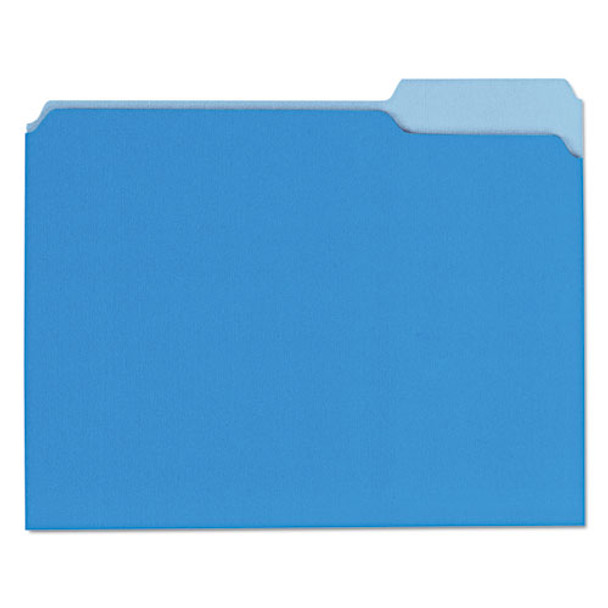 Interior File Folders, 1/3-cut Tabs, Letter Size, Blue, 100/box