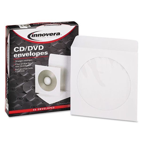 Cd/dvd Envelopes, Clear Window, White, 50/pack