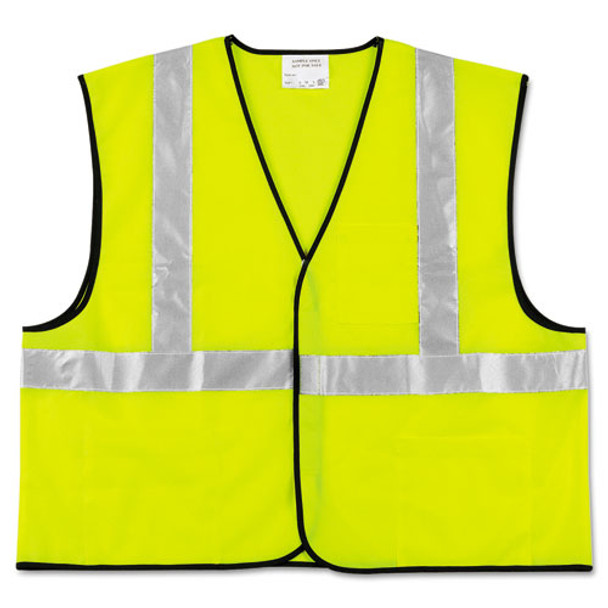 Class 2 Safety Vest, Fluorescent Lime W/silver Stripe, Polyester, Large