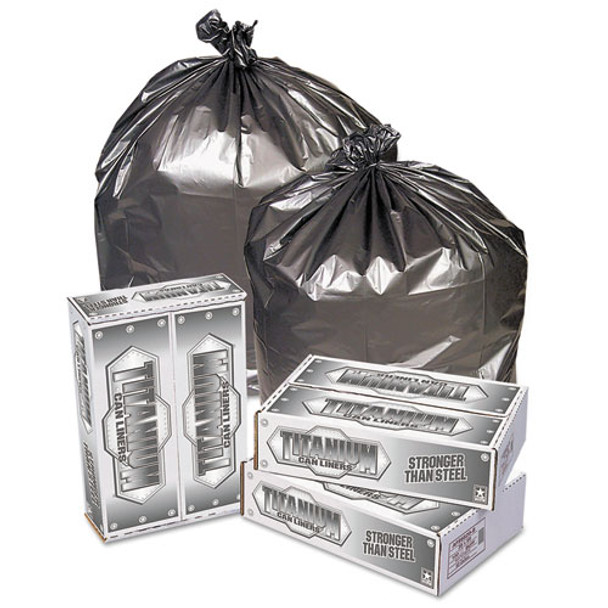 Titanium Low-density Can Liners, 45 Gal, 1.7 Mil, 39" X 47", Silver, 50/carton