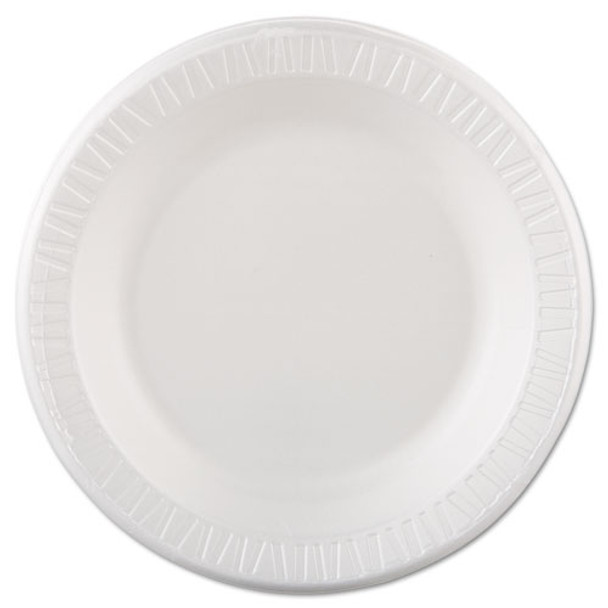 Quiet Classic Laminated Foam Dinnerware, Plate, 10 1/4", White, 125/pk, 4 Pks/cs
