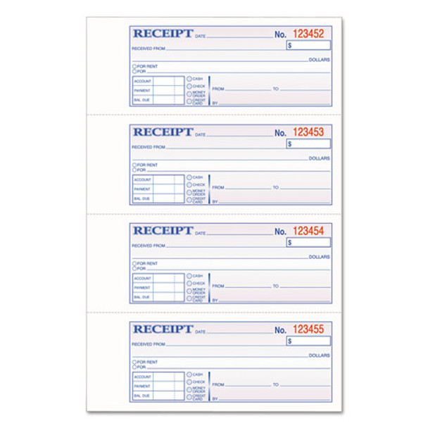 Tops 3-part Hardbound Receipt Book, 7 X 2 3/4, Carbonless, 200 Sets/book