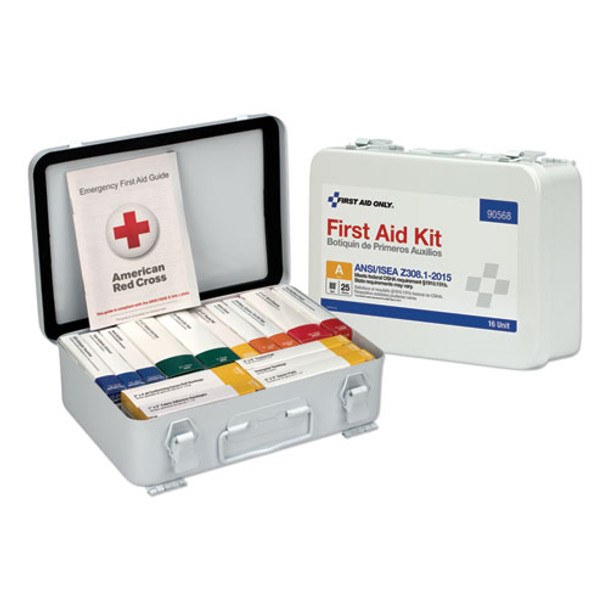 Unitized Ansi Compliant Class A Type Iii First Aid Kit For 25 People, 16 Units