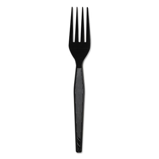 Plastic Cutlery, Heavyweight Forks, Black, 1,000/carton