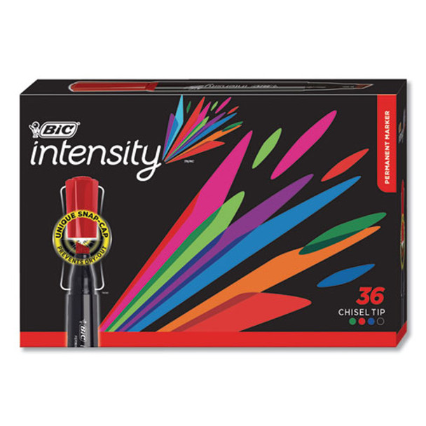 Intensity Chisel Tip Permanent Marker, Broad, Assorted Colors, 36/pack