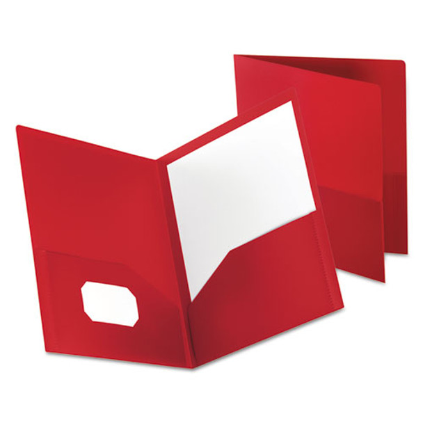 Poly Twin-pocket Folder, Holds 100 Sheets, Opaque Red