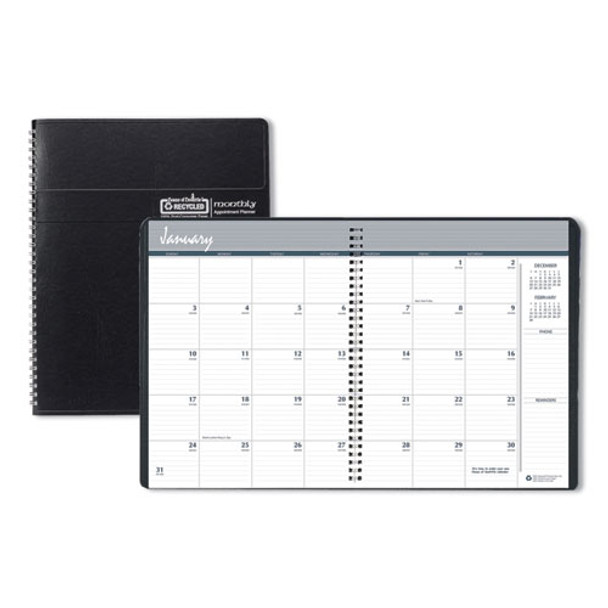 Recycled Ruled Monthly Planner, 14-month Dec.-jan., 11 X 8.5, Black, 2020-2022