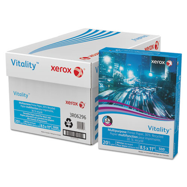 Vitality 30% Recycled Multipurpose Paper, 92 Bright, 20lb, 8.5 X 11, White, 500/ream