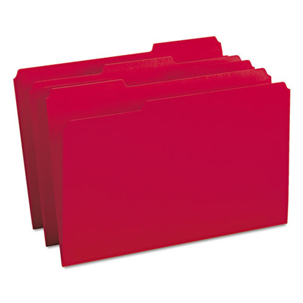 Colored File Folders, 1/3-cut Tabs, Legal Size, Red, 100/box
