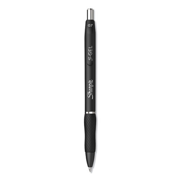 S-gel Retractable Gel Pen, Medium 0.7 Mm, Black Ink, Black Barrel, Dozen