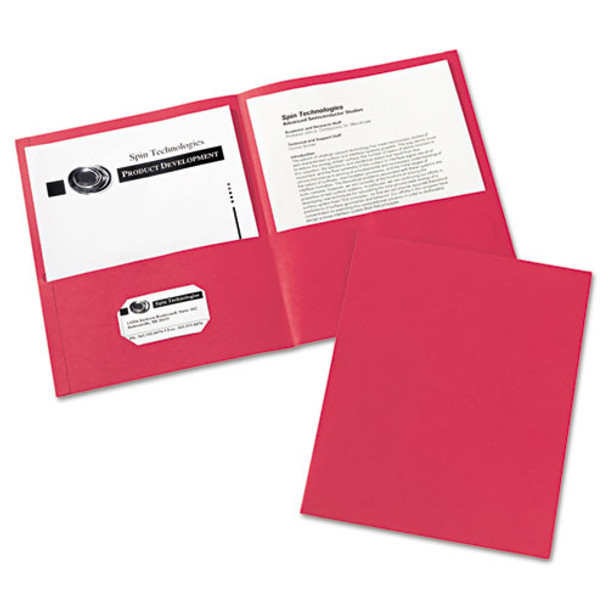 Two-pocket Folder, 40-sheet Capacity, Red, 25/box