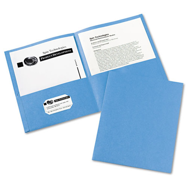 Two-pocket Folder, 40-sheet Capacity, Light Blue, 25/box