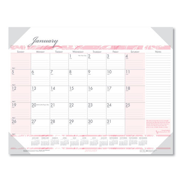 Recycled Breast Cancer Awareness Monthly Desk Pad Calendar, 18.5 X 13, 2021