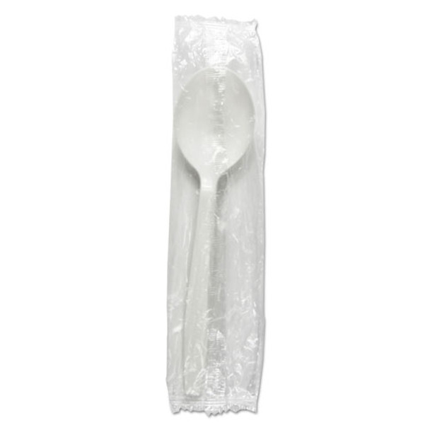 Heavyweight Wrapolypropyleneed Polypropylene Cutlery, Soup Spoon, White, 1000/carton