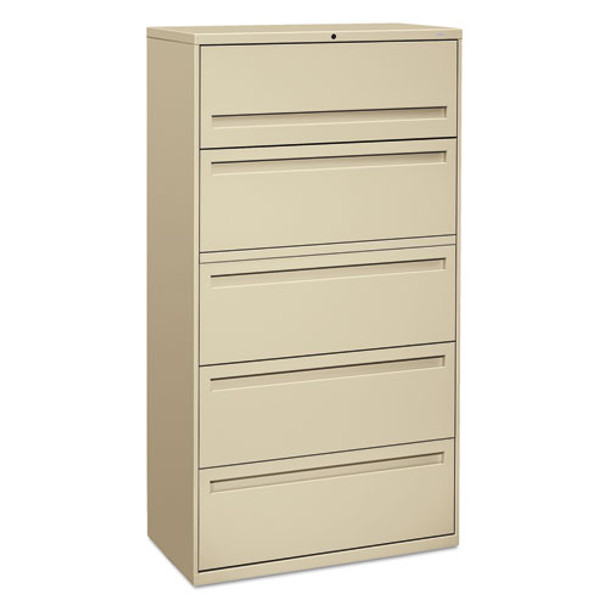 700 Series Five-drawer Lateral File W/roll-out Shelf, 36w X 18d X 64 1/4h, Putty