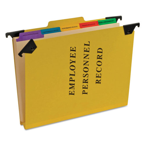 Hanging Style Personnel Folders, 1/3-cut Tabs, Center Position, Letter Size, Yellow