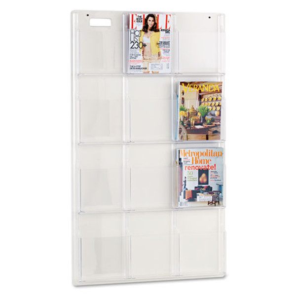 Reveal Clear Literature Displays, 12 Compartments, 30w X 2d X 49h, Clear