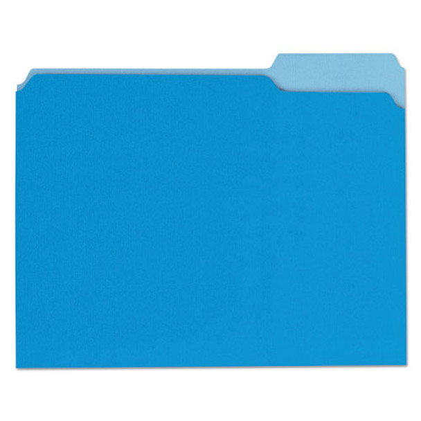 Deluxe Colored Top Tab File Folders, 1/3-cut Tabs, Letter Size, Blue/light Blue, 100/box