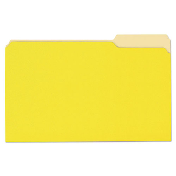 Deluxe Colored Top Tab File Folders, 1/3-cut Tabs, Legal Size, Yellowith Light Yellow, 100/box