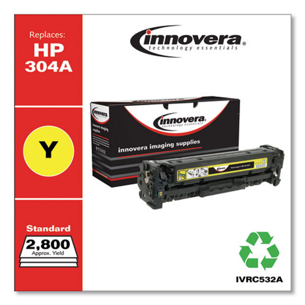 Remanufactured Yellow Toner Cartridge, Replacement For Hp 304a (cc532a), 2,800 Page-yield